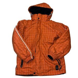 Killtec Winter Ski Jacket Orange/Wite Plaid Full Zip Kids Size 12 Outerwear